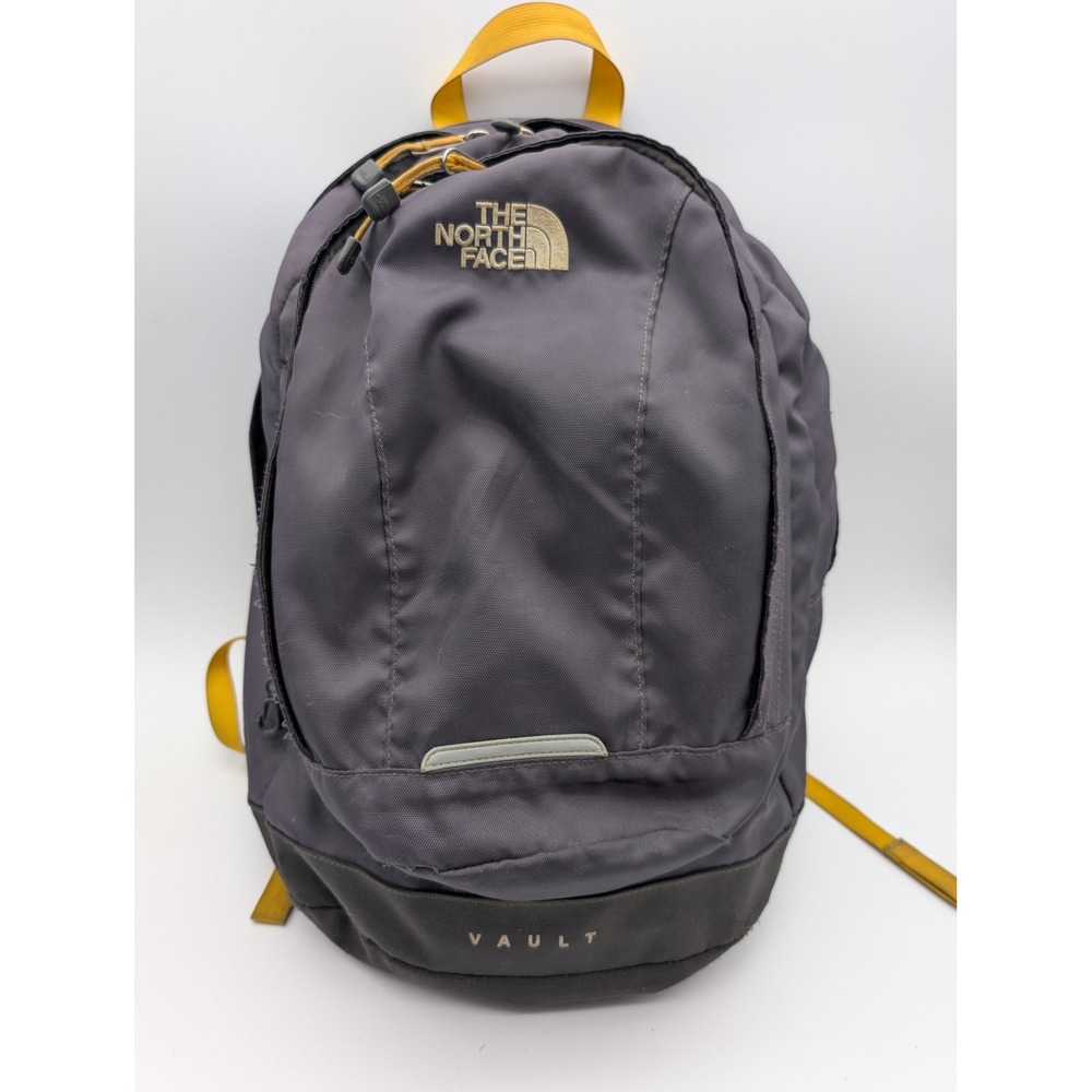 The North Face Vault Backpack Grey Yellow Laptop School Bag